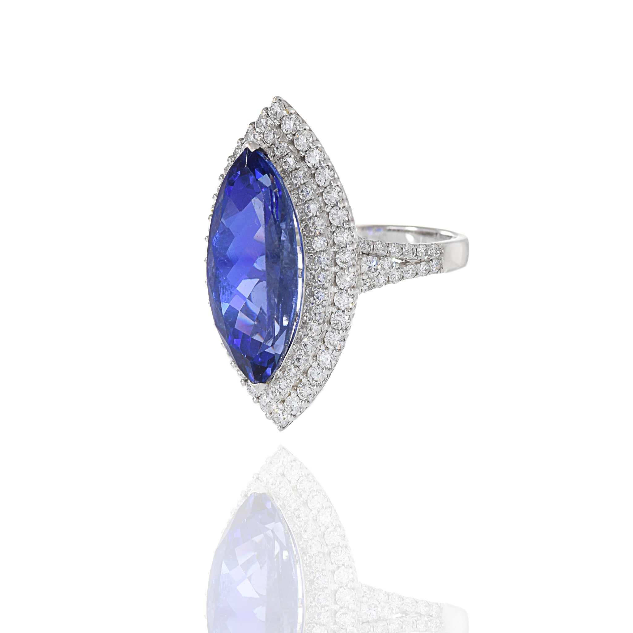 18KT White Gold Tanzanite And Diamond Ring