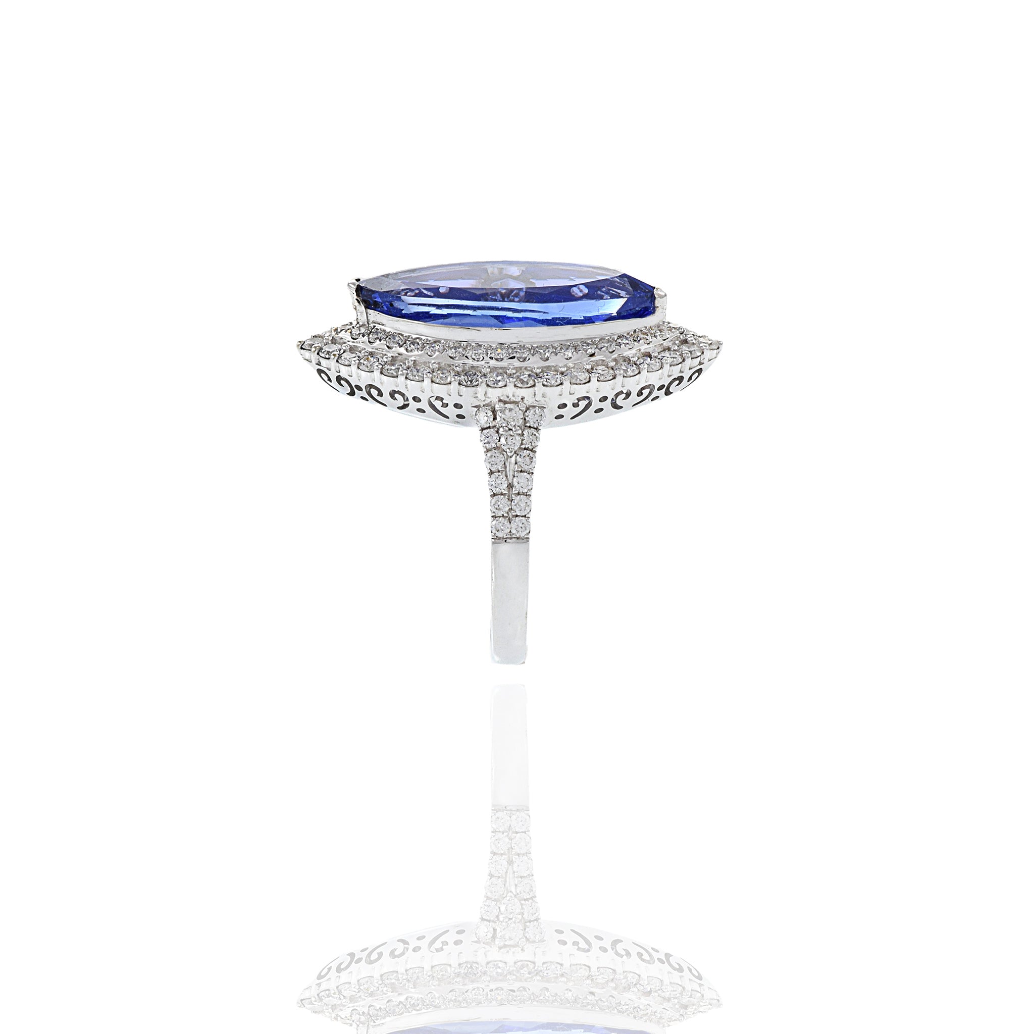 18KT White Gold Tanzanite And Diamond Ring