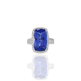 18KT White Gold Cushion Cut Tanzanite And Diamond Ring