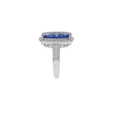 18KT White Gold Cushion Cut Tanzanite And Diamond Ring