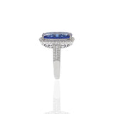 18KT White Gold Cushion Cut Tanzanite And Diamond Ring