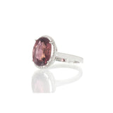 Oval Pink Tourmaline and Diamond Halo Ring in 18KT White Gold