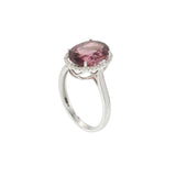 Oval Pink Tourmaline and Diamond Halo Ring in 18KT White Gold