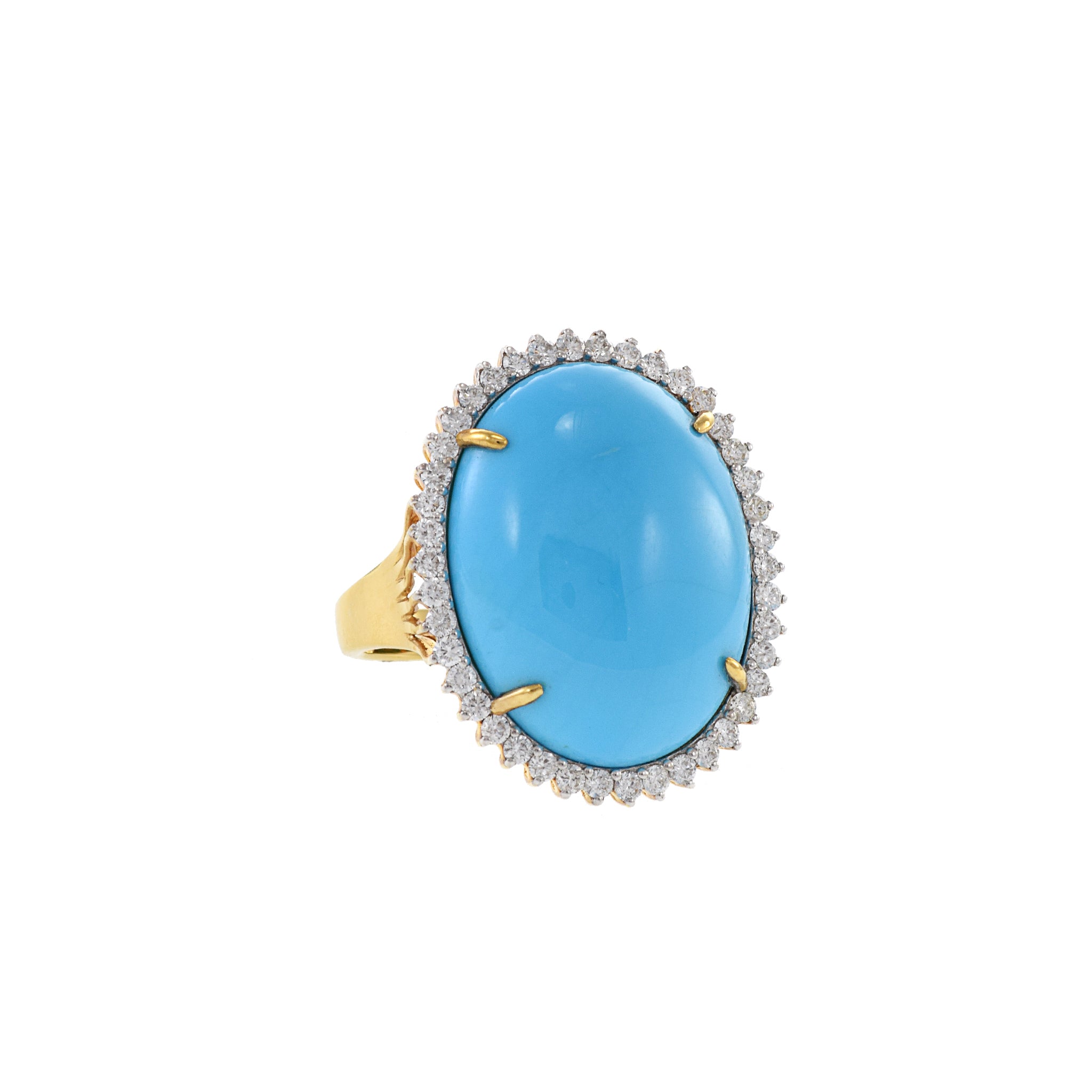18kt Yellow Gold Natural Sleeping Beauty Turquoise Ring with