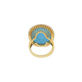 18kt Yellow Gold Natural Sleeping Beauty Turquoise Ring with Diamonds