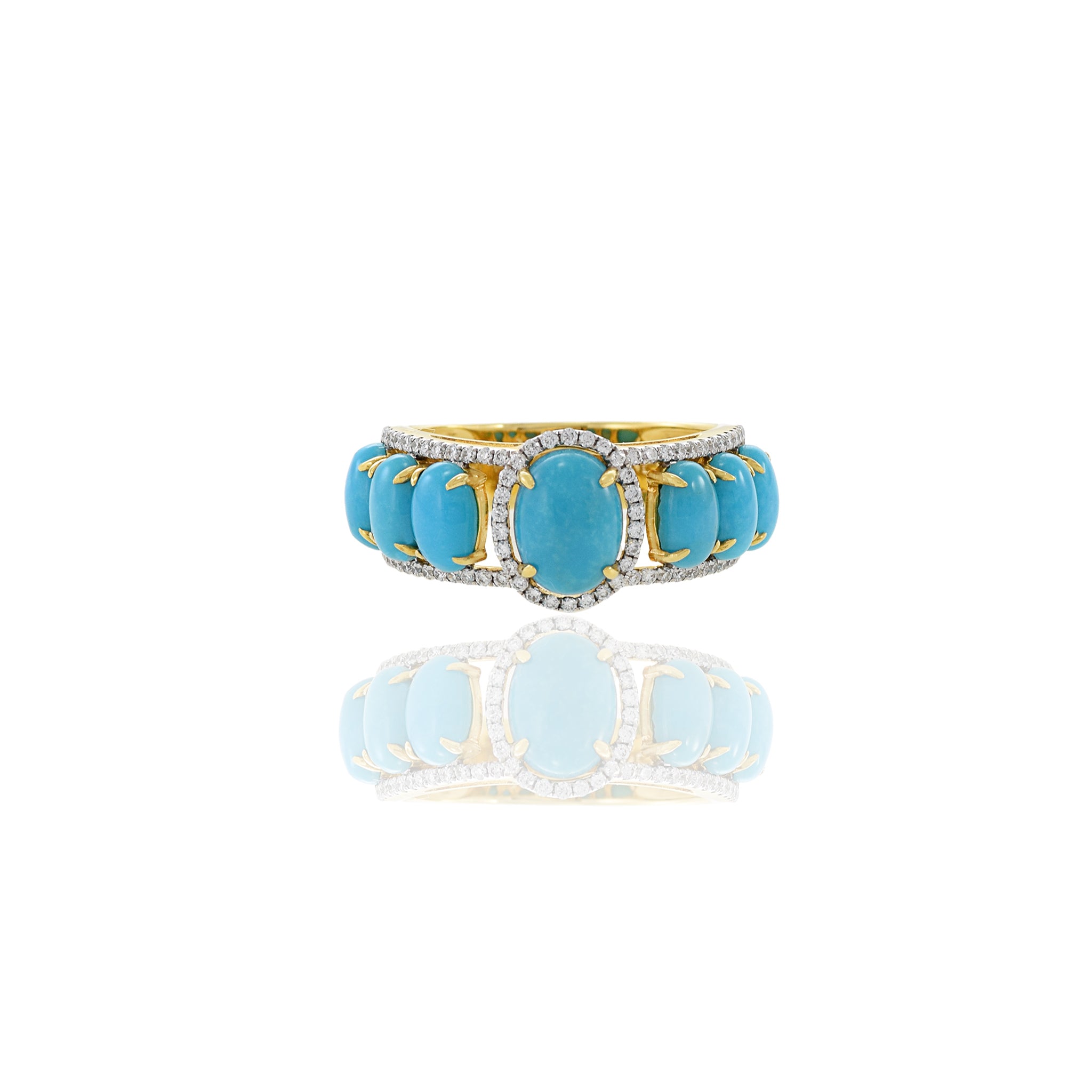 18KT Yellow Gold Turquoise And Diamond Ring