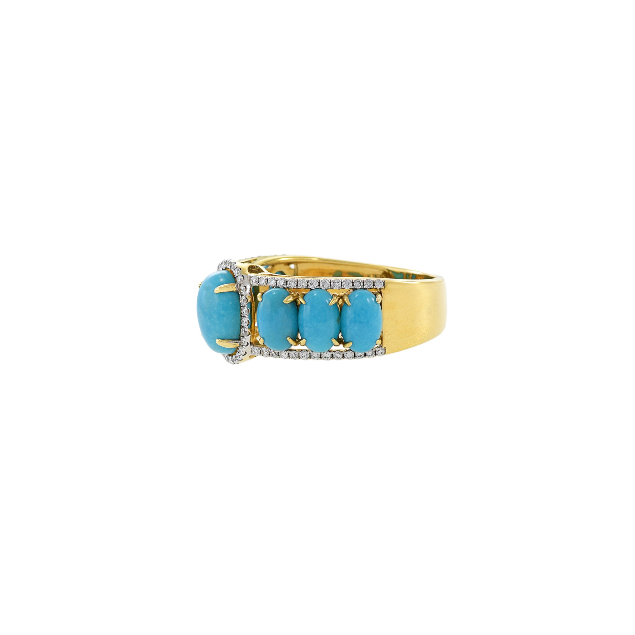 18KT Yellow Gold Turquoise And Diamond Ring