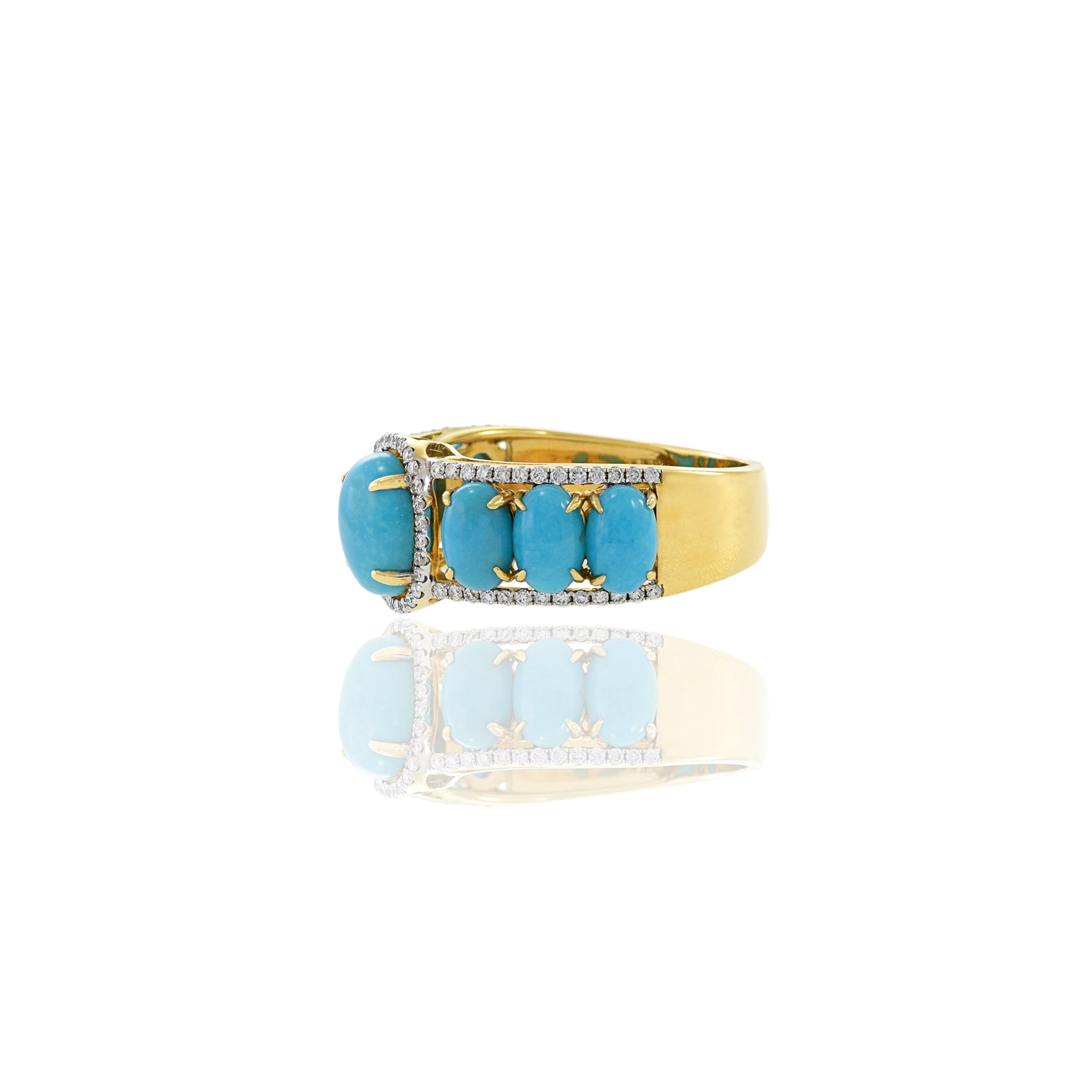 18KT Yellow Gold Turquoise And Diamond Ring