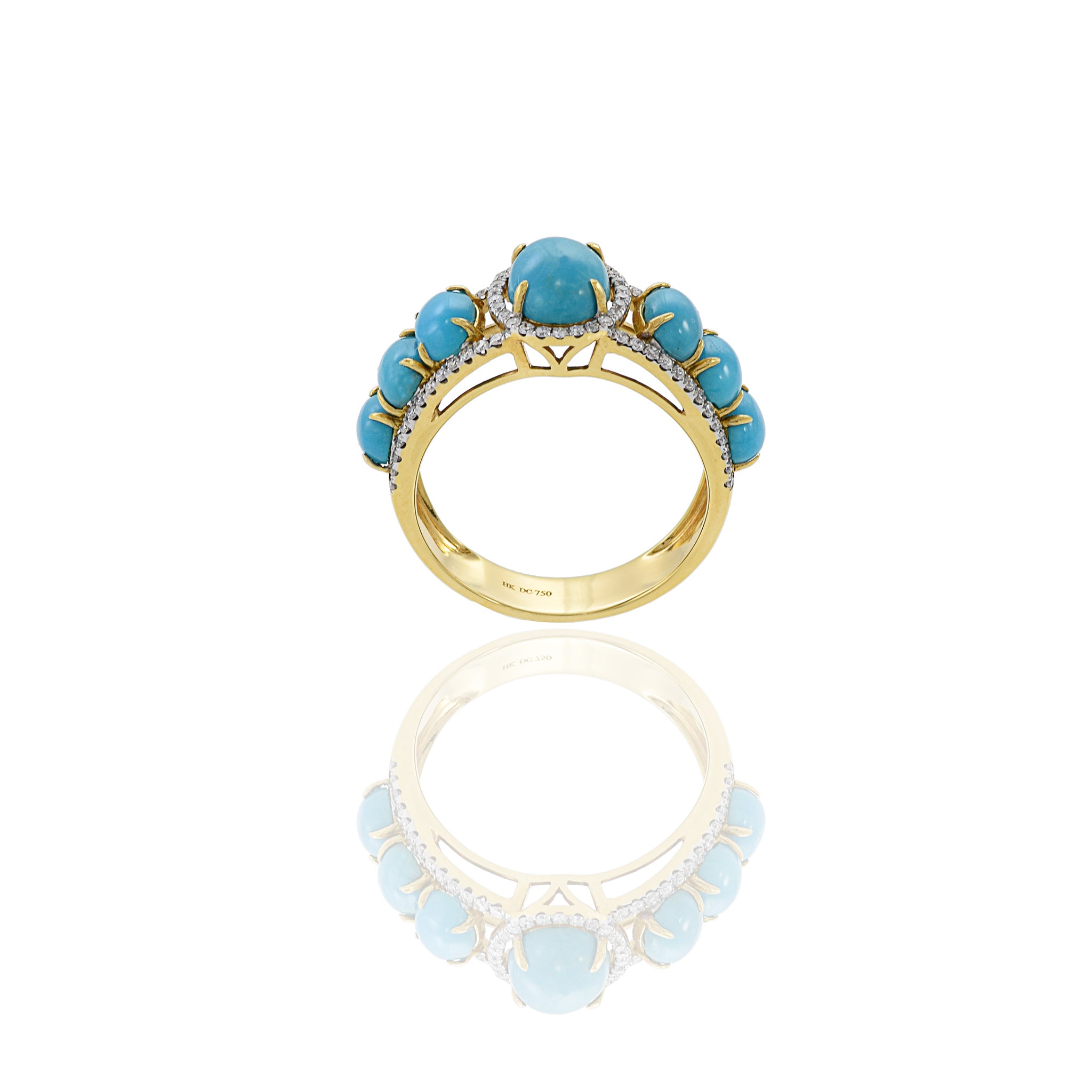 18KT Yellow Gold Turquoise And Diamond Ring