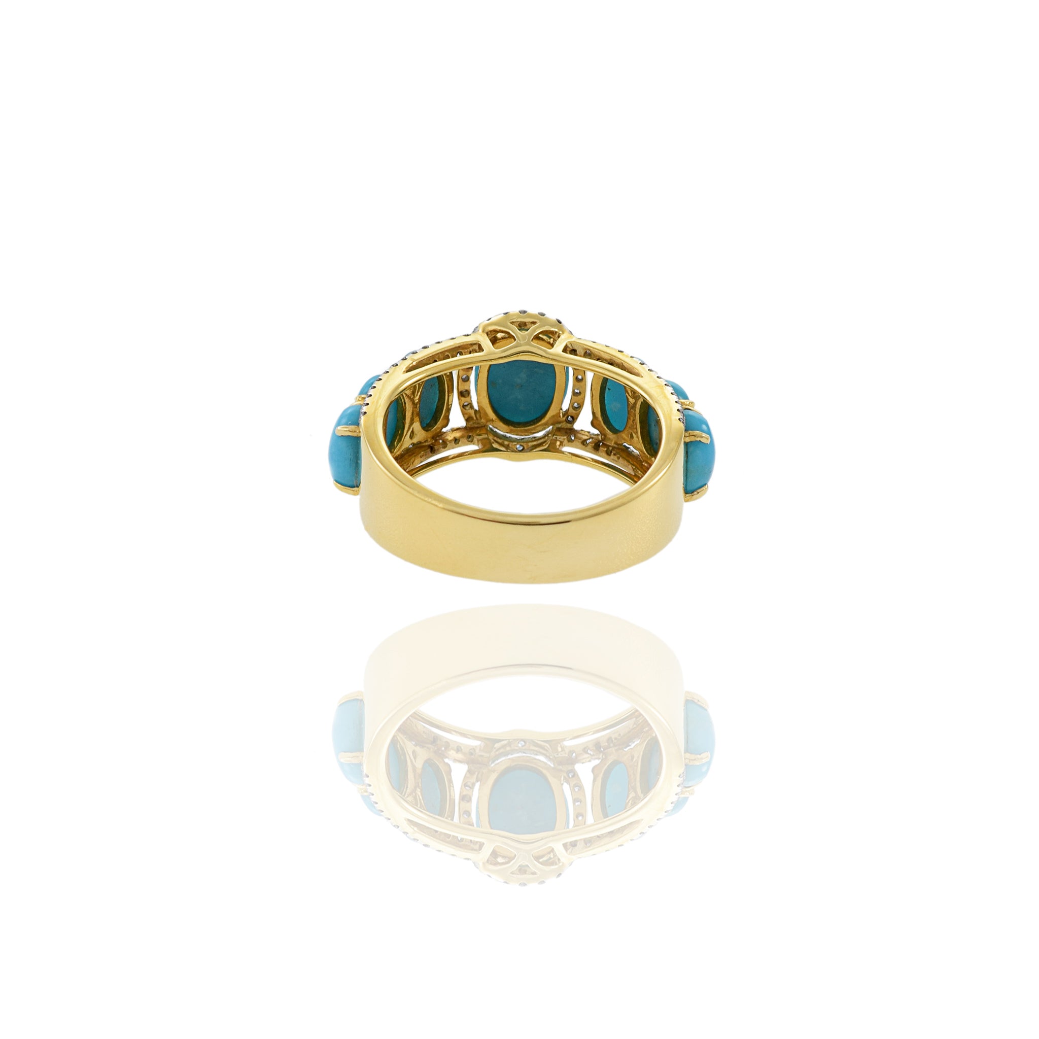 18KT Yellow Gold Turquoise And Diamond Ring