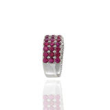 18KT White Gold Round Cut Diamond and Ruby Ring