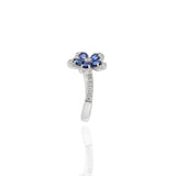 18KT White Gold Diamond And Sapphire Flower Ring