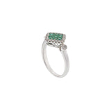 18KT White Gold Cushion Style Halo Emerald and Diamond Ring