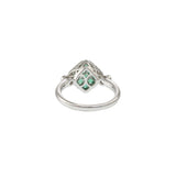 18KT White Gold Cushion Style Halo Emerald and Diamond Ring