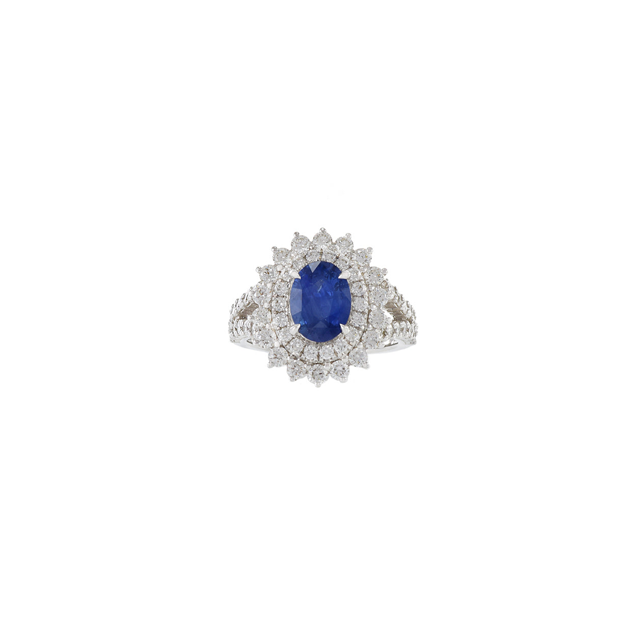 18KT White Gold GIA Certified Oval Sapphire And Diamond Ring