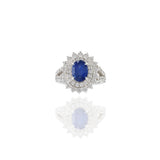 18KT White Gold GIA Certified Oval Sapphire And Diamond Ring