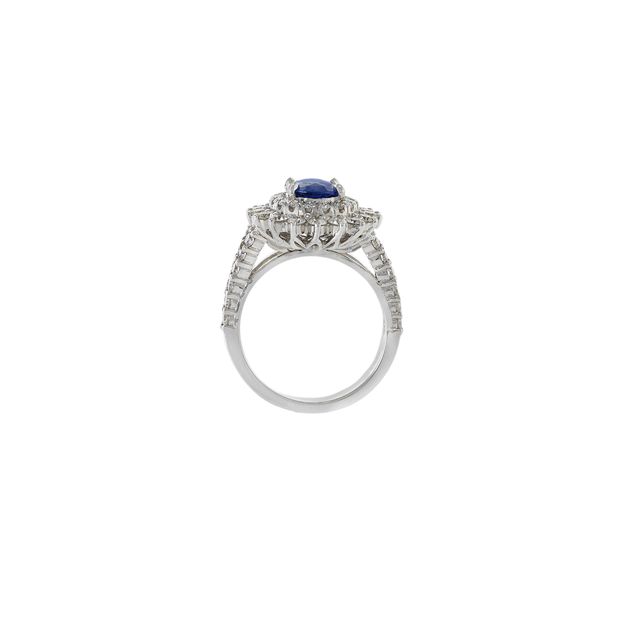 18KT White Gold GIA Certified Oval Sapphire And Diamond Ring