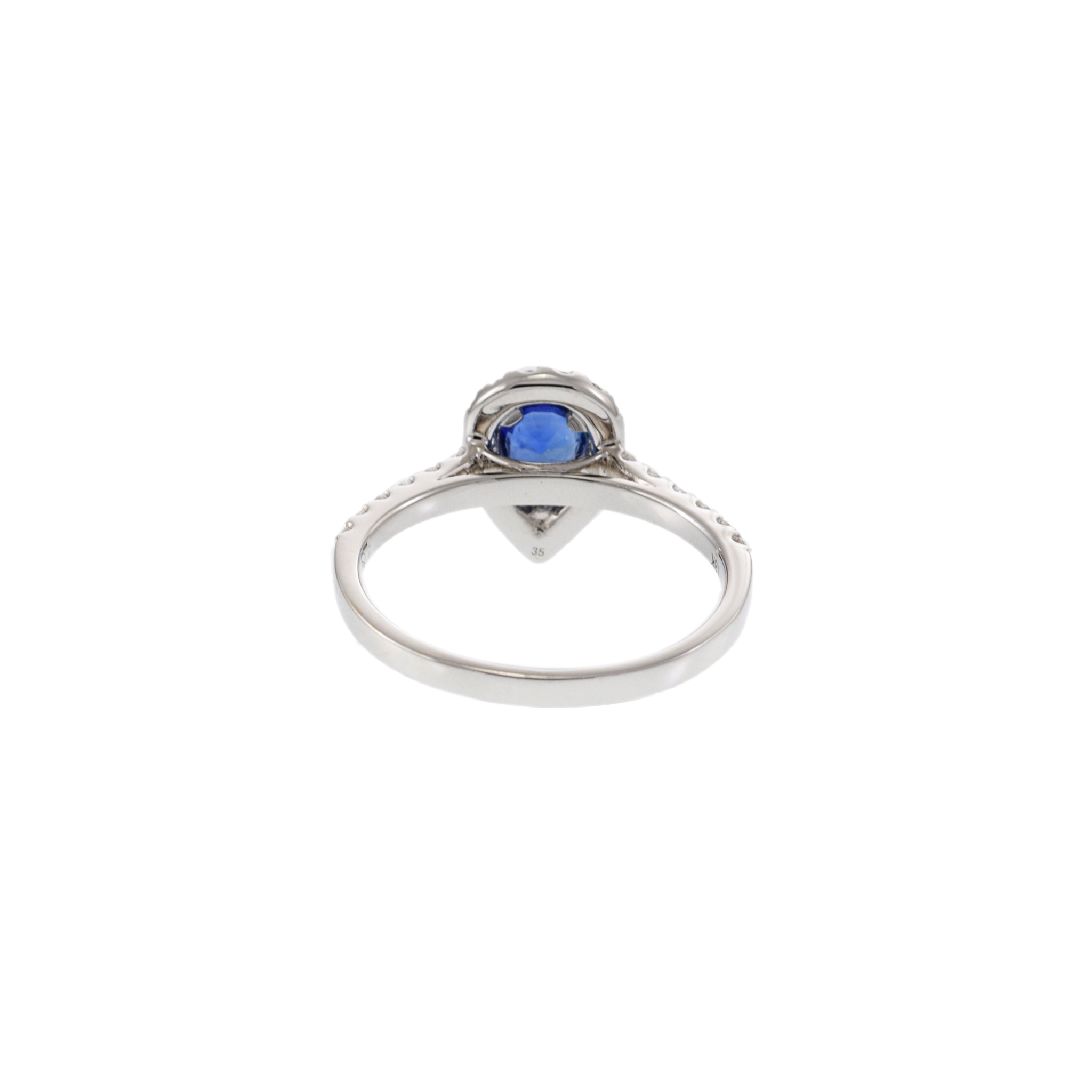 18KT White Gold Pear-Shaped Sapphire and Diamond Halo Ring