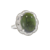 Green Tourmaline and Diamond Halo Ring in 18KT White Gold