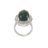 Green Tourmaline and Diamond Halo Ring in 18KT White Gold