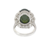 Green Tourmaline and Diamond Halo Ring in 18KT White Gold