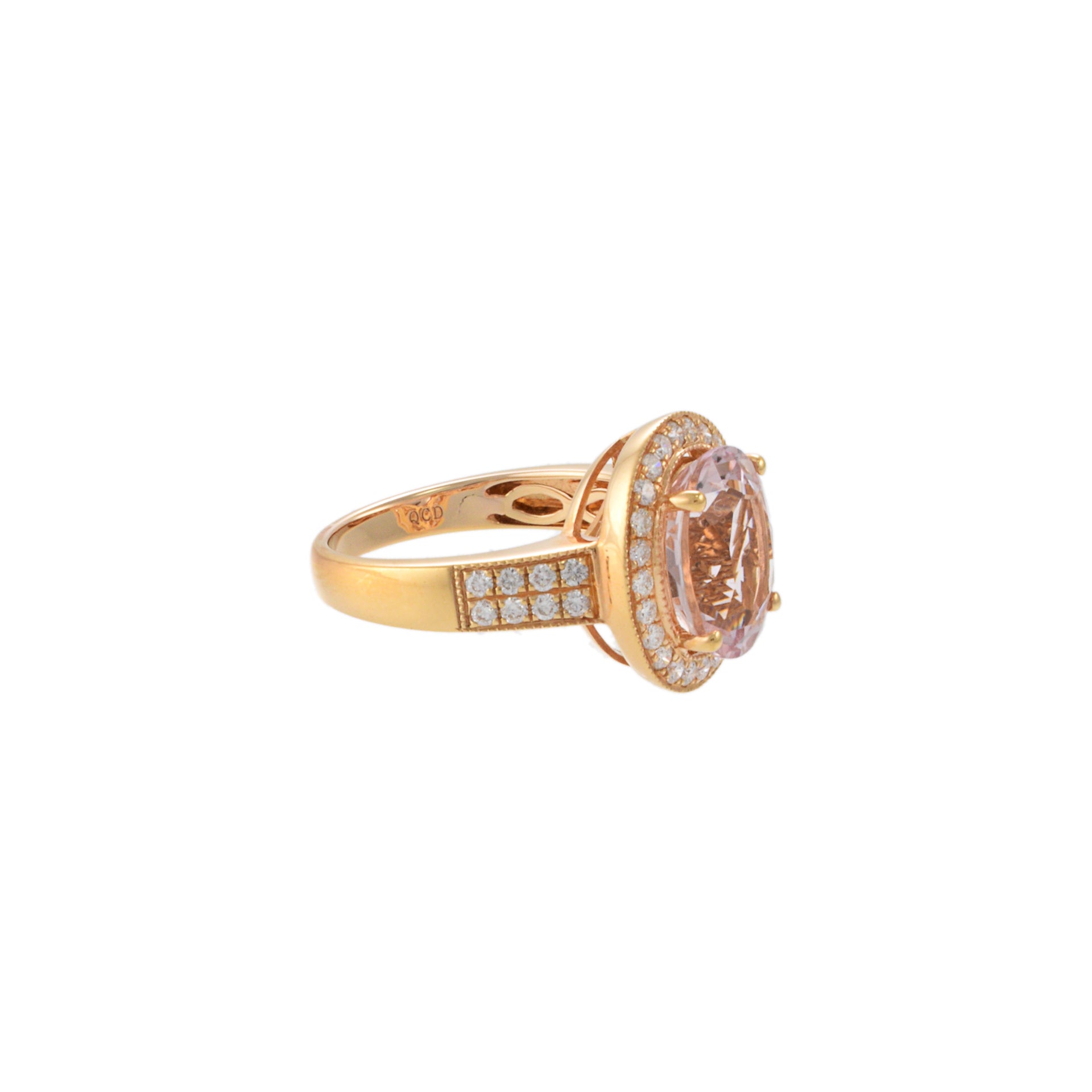 18KT Rose Gold And Diamond Morganite Ring