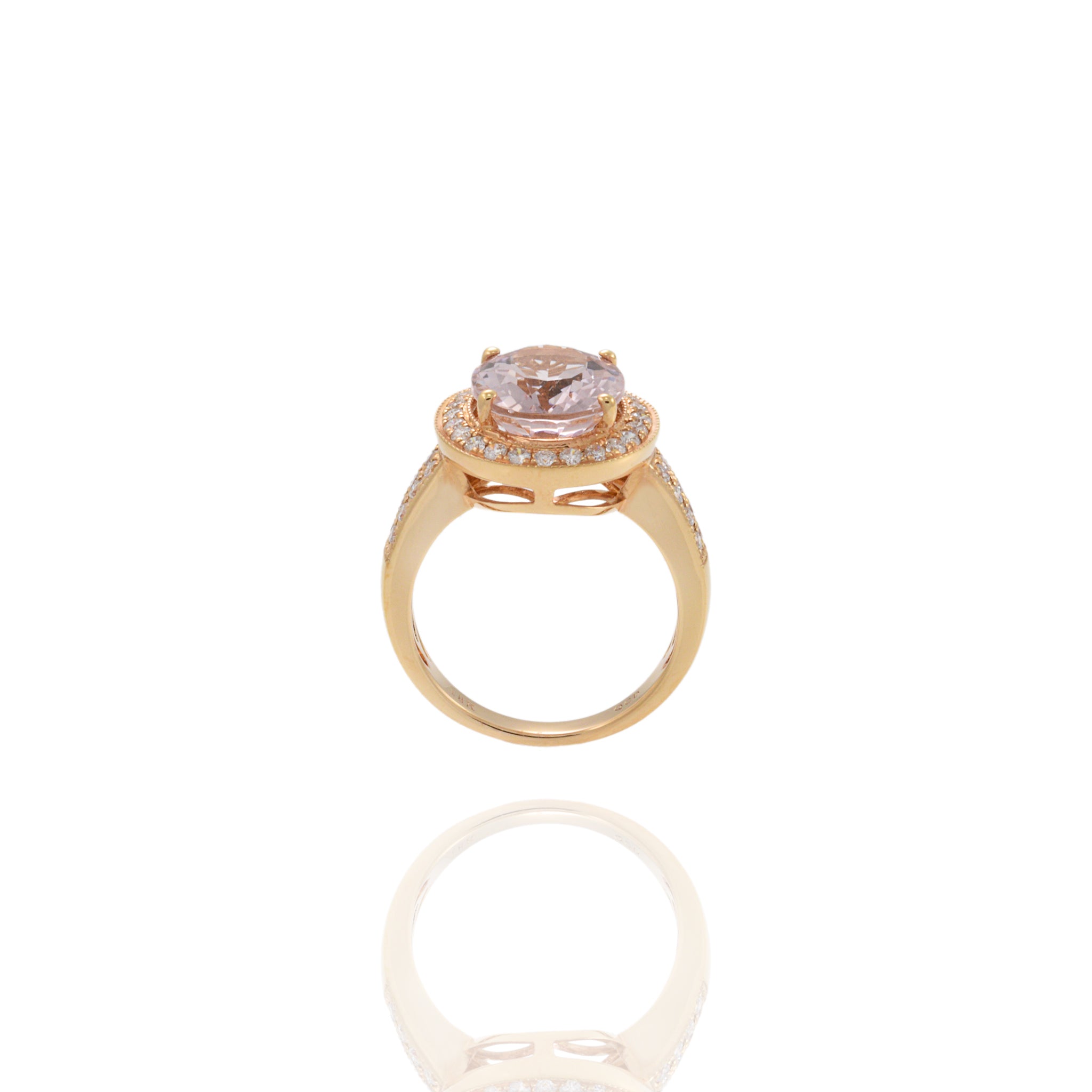 18KT Rose Gold And Diamond Morganite Ring