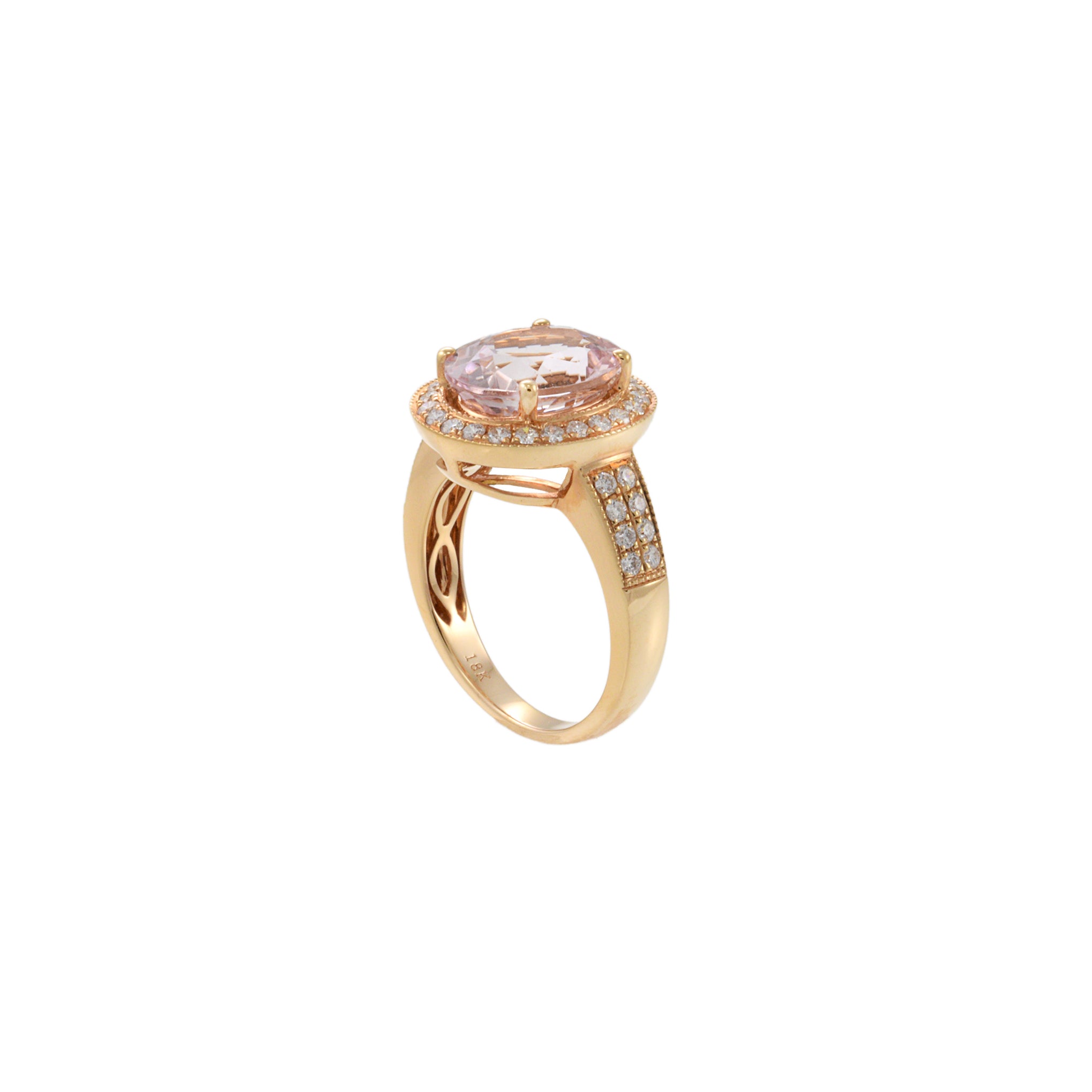 18KT Rose Gold And Diamond Morganite Ring