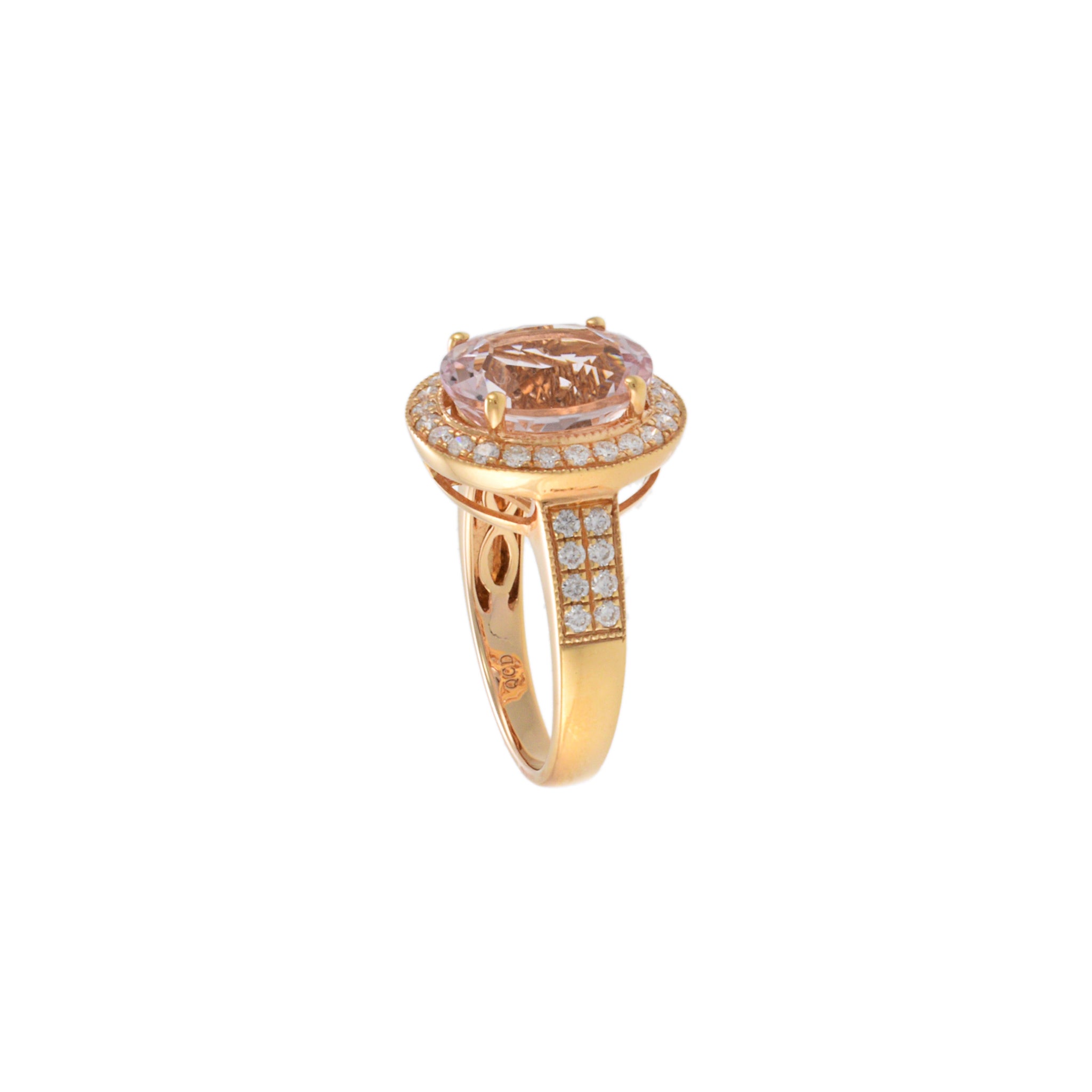 18KT Rose Gold And Diamond Morganite Ring