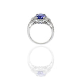 18KT White Gold Oval Cut Tanzanite And Diamond Ring