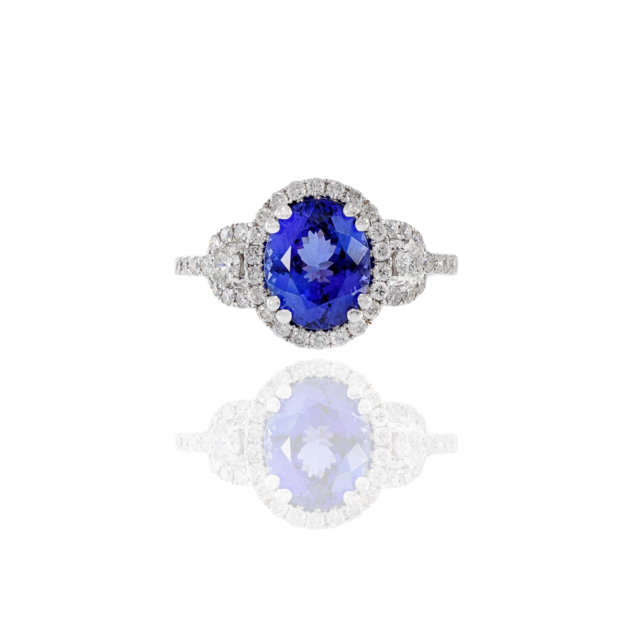 18KT White Gold Oval Cut Tanzanite And Diamond Ring