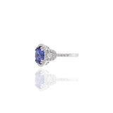 18KT White Gold Oval Cut Tanzanite And Diamond Ring