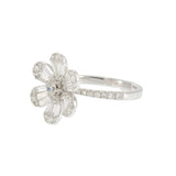 18KT White Gold Diamond Six-Petal Flower Ring