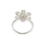 18KT White Gold Diamond Six-Petal Flower Ring