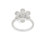 18KT White Gold Diamond Six-Petal Flower Ring