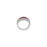 18KT White Gold Multi Color Sapphire And Diamond Ring