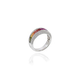 18KT White Gold Multi Color Sapphire And Diamond Ring