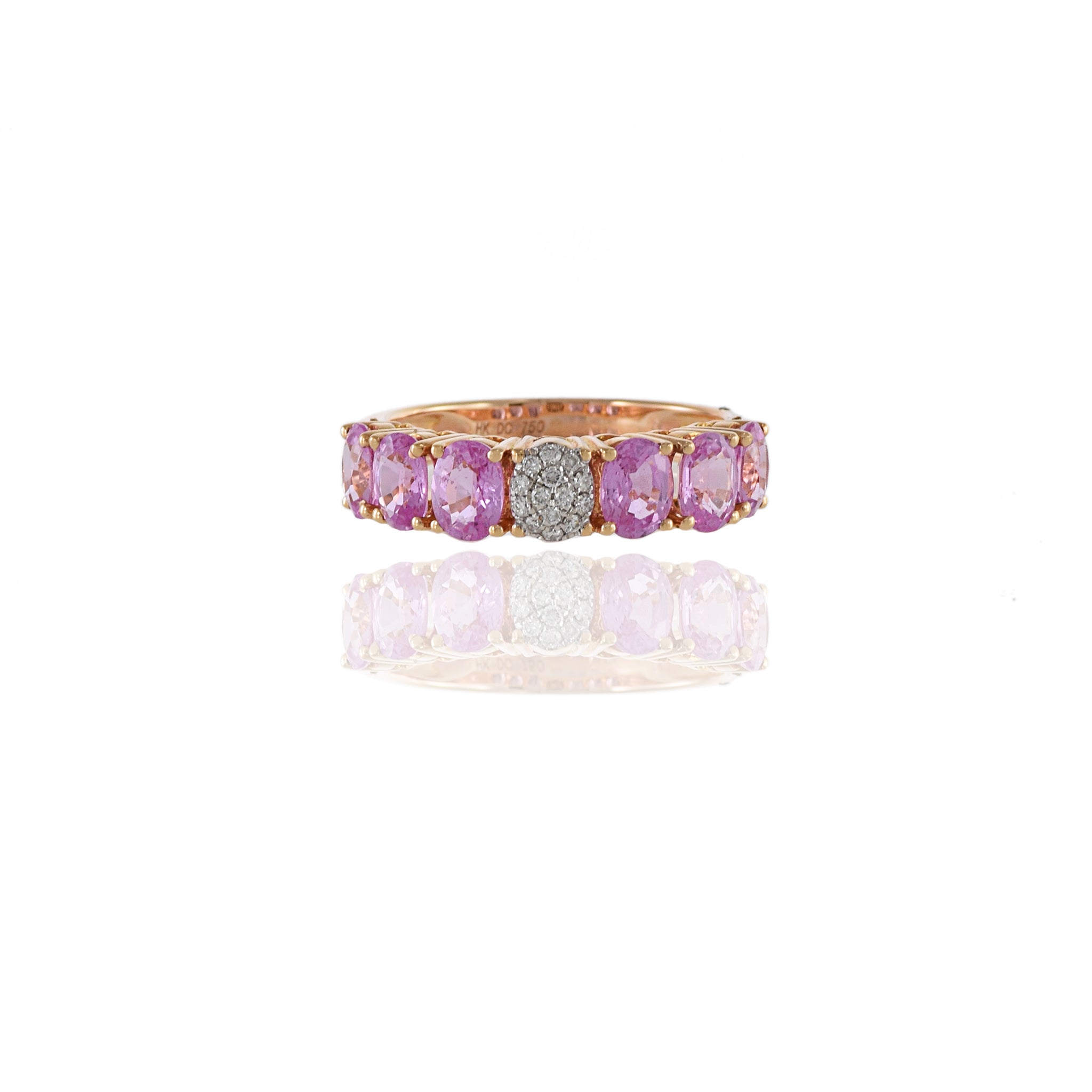 18KT Rose Gold Pink Sapphire And Diamond Band