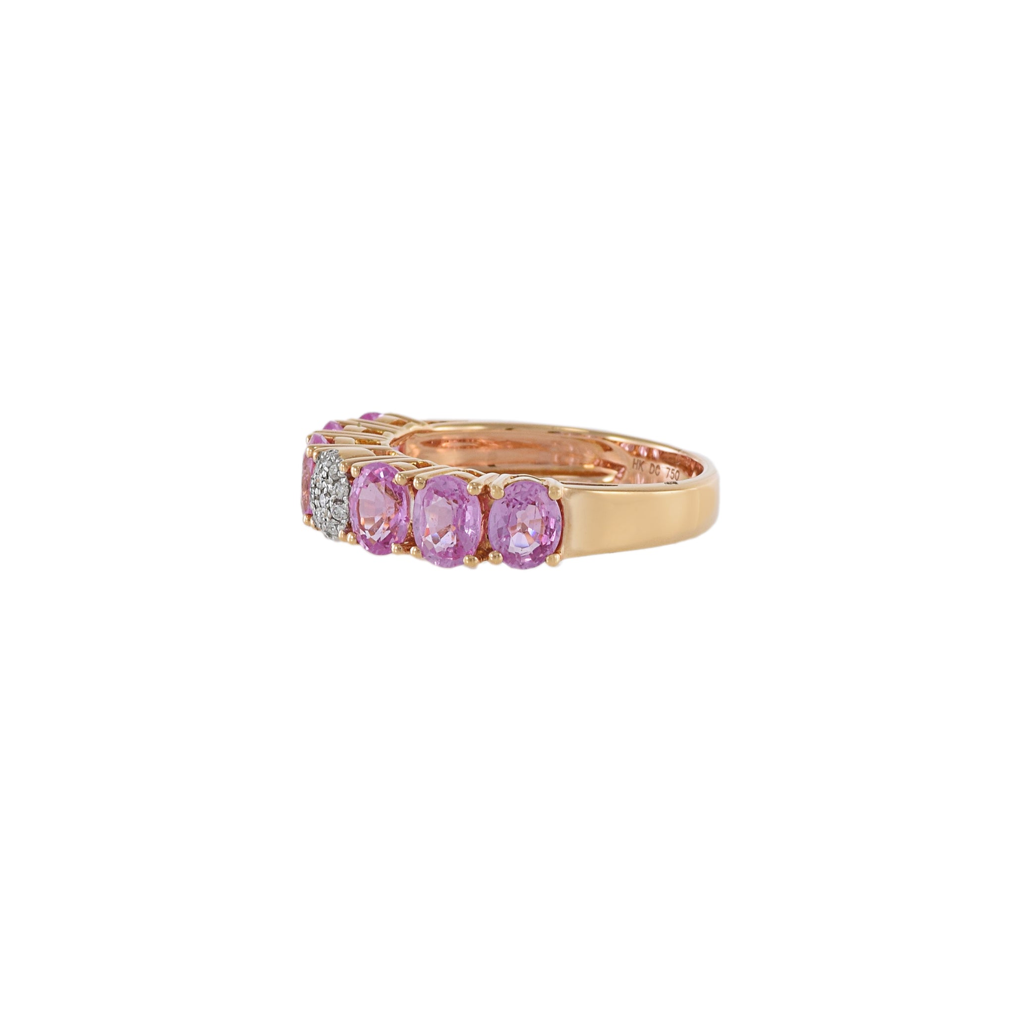 18KT Rose Gold Pink Sapphire And Diamond Band