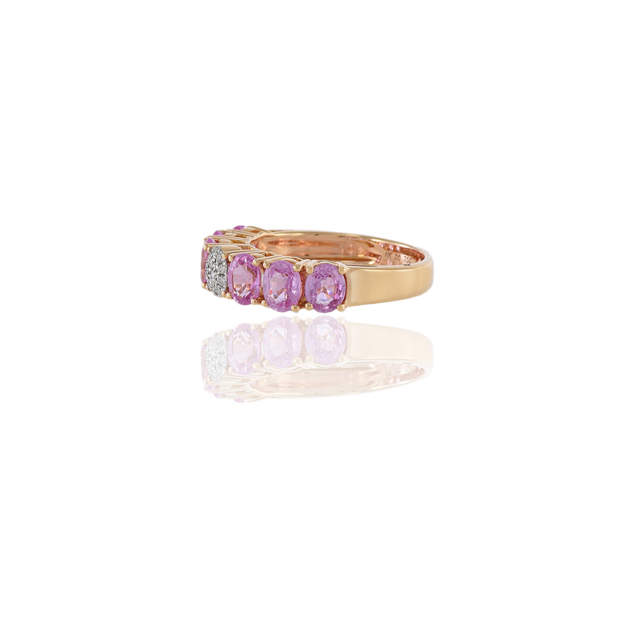 18KT Rose Gold Pink Sapphire And Diamond Band