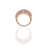 18KT Rose Gold Pink Sapphire And Diamond Band