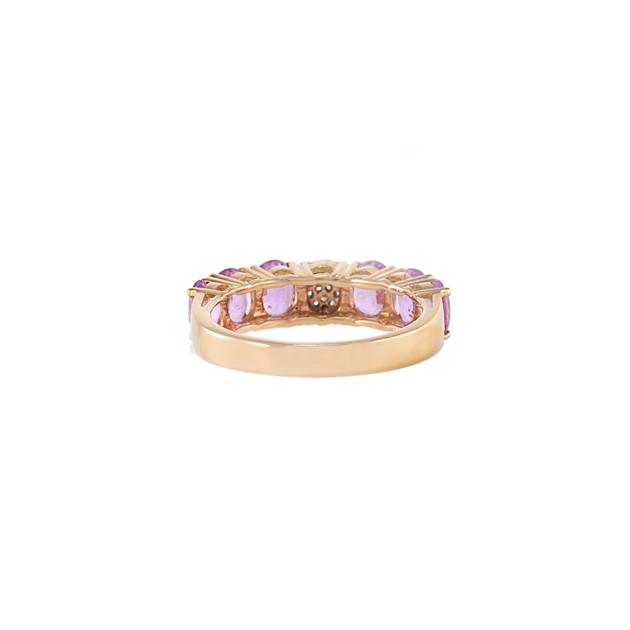 18KT Rose Gold Pink Sapphire And Diamond Band