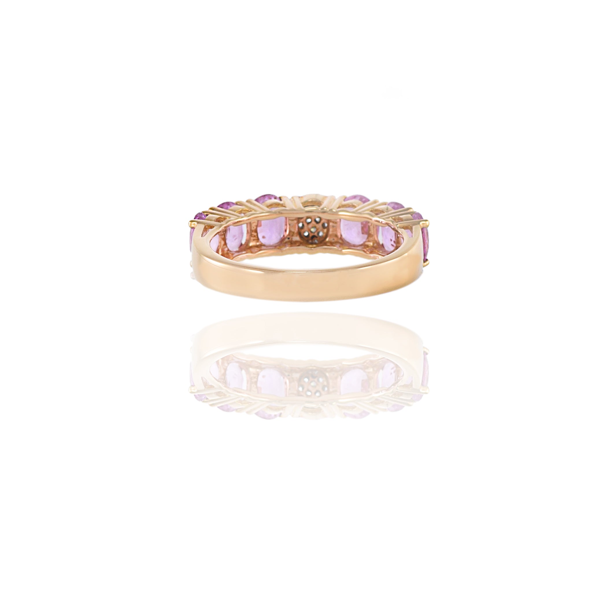 18KT Rose Gold Pink Sapphire And Diamond Band