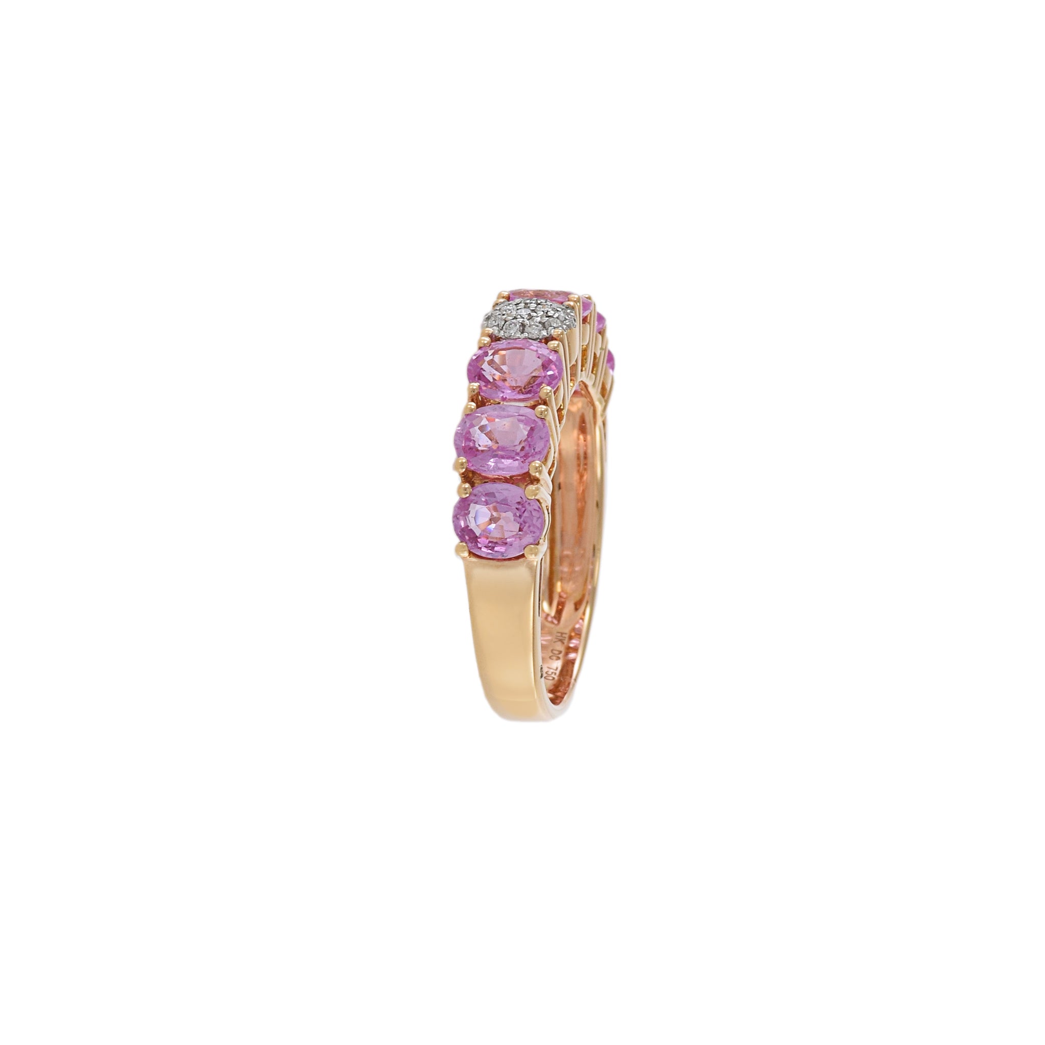 18KT Rose Gold Pink Sapphire And Diamond Band