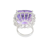 18KT White Gold Cushion Cut Amethyst and Diamond Ring