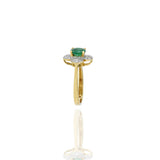 18KT Yellow Gold Emerald And Diamond Flower Ring