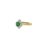 18KT Yellow Gold Emerald And Diamond Flower Ring