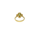 18KT Yellow Gold Emerald And Diamond Flower Ring