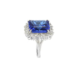 18KT White Gold Square Tanzanite and Diamond Ring