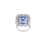 18KT White Gold Square Tanzanite and Diamond Ring